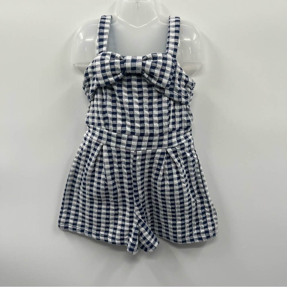 Blue and White Checkered Kids Romper